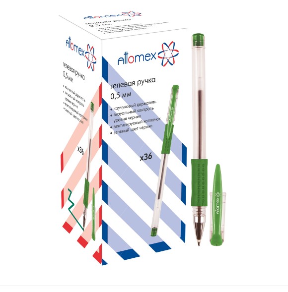 Ручка гелевая, 'Attomex', пластиковая, зеленая, 0,5 мм, 5051309
