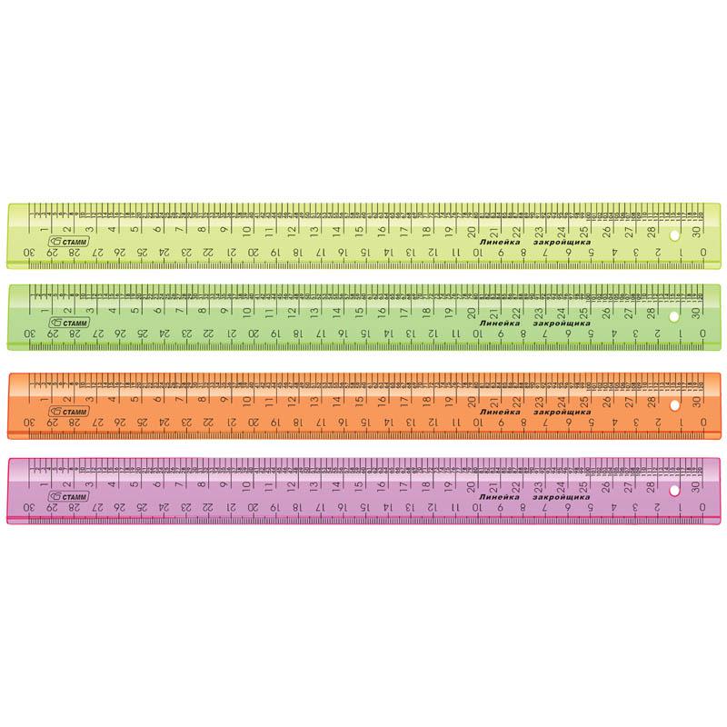 Линейка закройщика 30 см, NEON Cristal 'Стамм', ЛЗ30/ЛН72