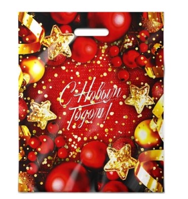 Пакет ПЭ с вырубной ручкой 38х47+6см (60) (Конфети) НГ ламинированный Интерпак, ВУР43001