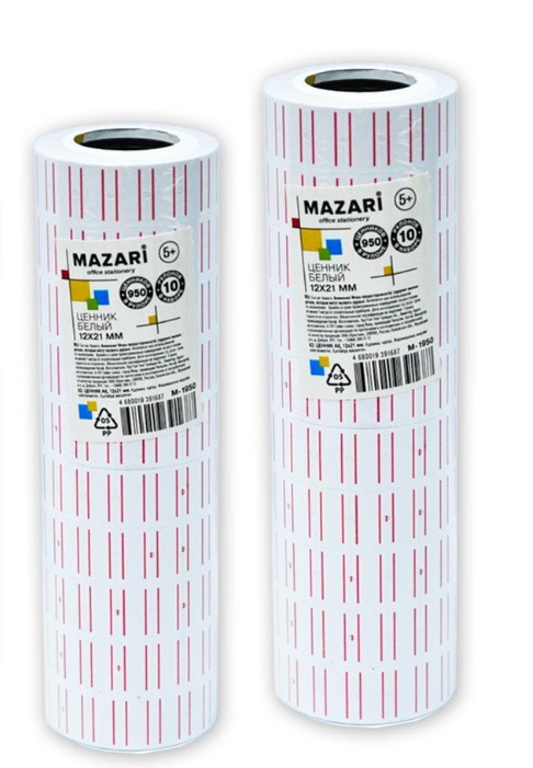 Ценник белый (950 шт) 12х21 мм, в рулонах, М-1950