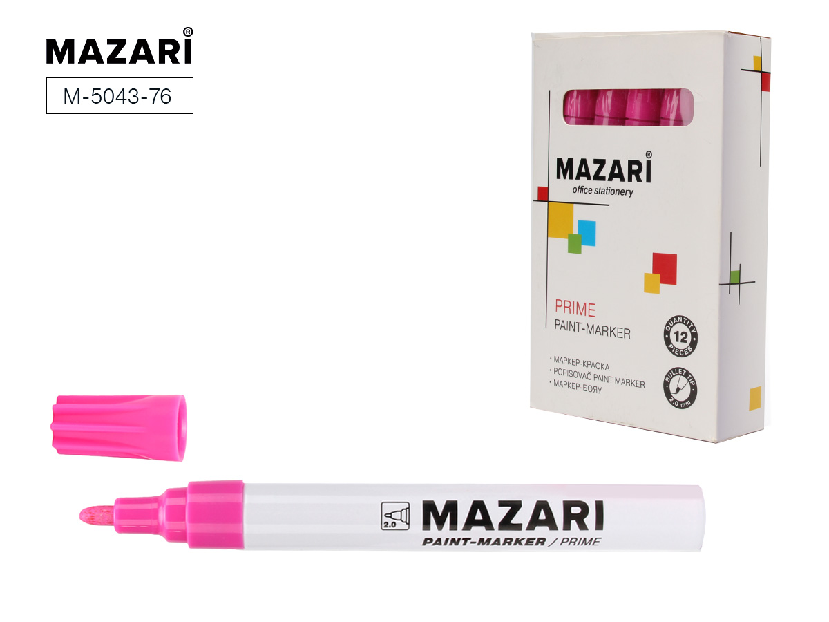 Маркер-краска PRIME, РОЗОВЫЙ, пулевидный наконечник, ширина линии письма 2 мм, M-5043-76