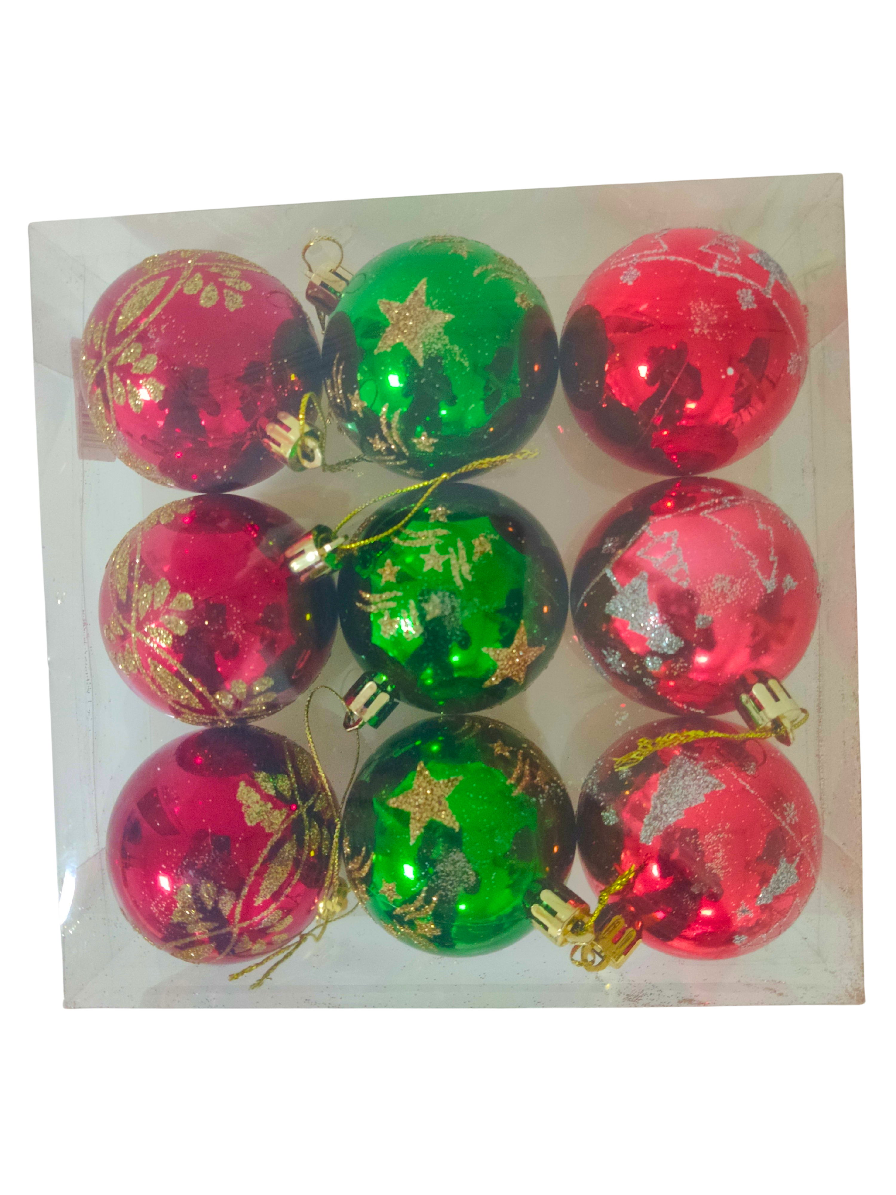 Набор новогодних шаров, (9 шт/уп), цвета ассорти, 6 см, 6163-13