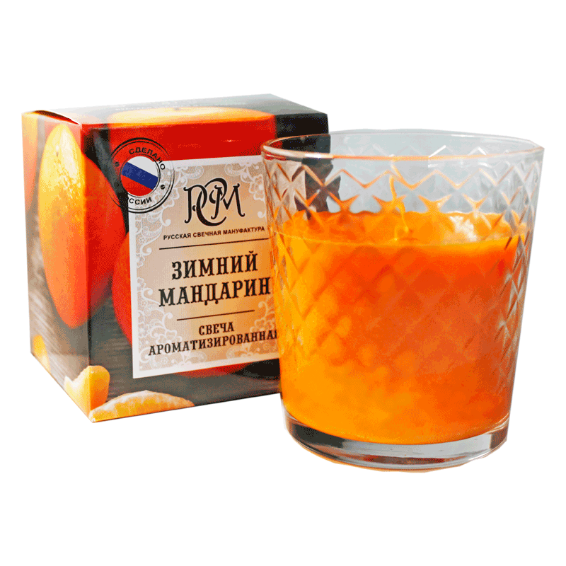 Свеча в стакане РСМ Зимний мандарин 30 ч, 3113014