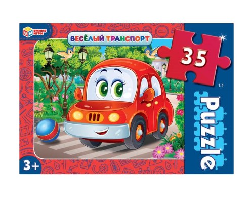 Макси-пазлы в коробке. 35 деталей. 180х127х35 мм, 'Весёлый транспорт', 324830