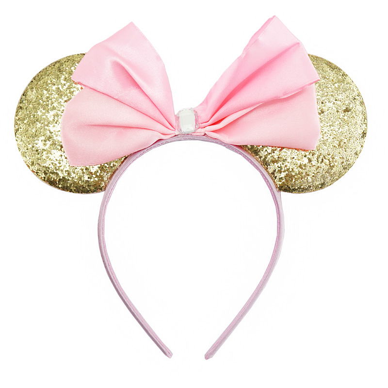 Ободок 'Мышка с розовым бантиком' золотой, 190228
