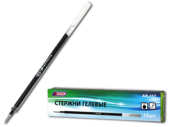 Стержень гелевый черный, 138 мм, 0,5 мм, в упаковке, AR-117;ЧЕРНЫЙ