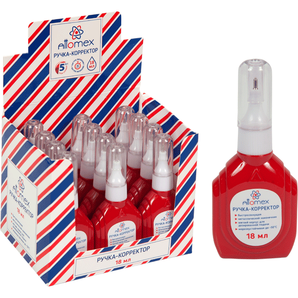 Ручка-корректор 'Attomex' 18 мл , быстросохнущая, 4061101