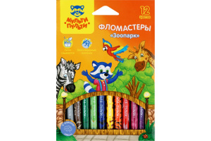 Фломастеры Мульти-Пульти "Зоопарк" , 12 цветов, WP_94765