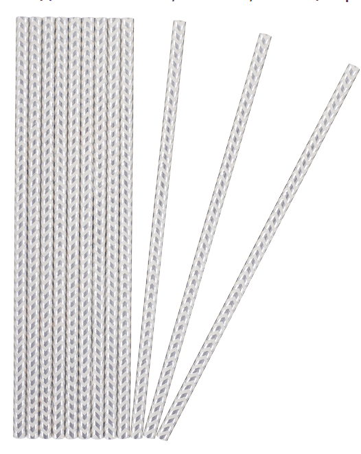 Трубочка для коктейля, 'Зигзаги', белый;серебро, металлик, 12 шт;уп,  6231303
