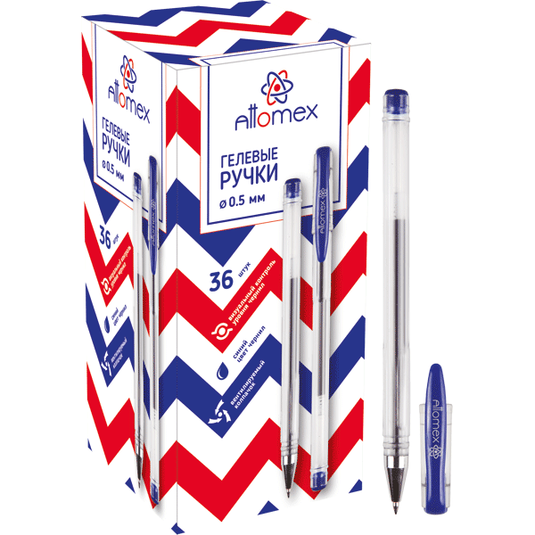 Ручка гелевая 'Attomex' d=0,5 мм, прозрачный корпус с металлическим наконечником, 5051347