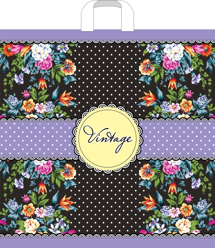 Пакет ПЭ с петлевой ручкой 55х55+4 (х25) - (Винтаж), ПТЛ51843