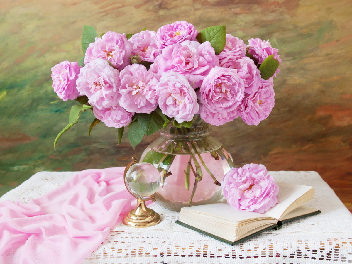 Картина по номерам 40х50 см, 'Пионы и книга', Х-4639