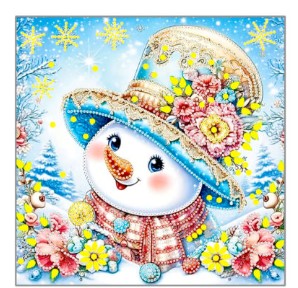 Алмазная мозаика СНЕГОВИК, 30x30 см, деревянный подрамник, частичная выкладка, M-12220