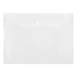 Папка-конверт на кнопке СТАММ , А4 , 150 мкм , пластик , прозрачная , бесцветная, ММ-32272