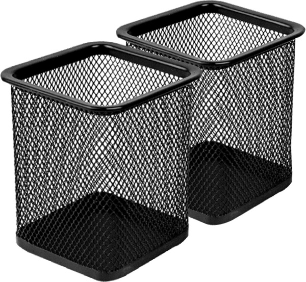 Стакан-подставка для ручек металл. квадрат, черный цвет, AR-804;ЧЕРН