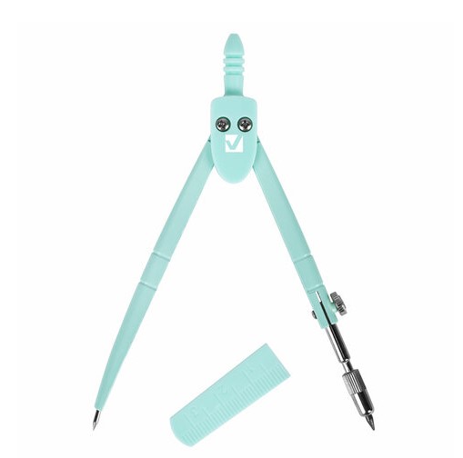 Циркуль BRAUBERG GEOMETRY, 120 мм, пастельно-бирюзовый цвет, 210697