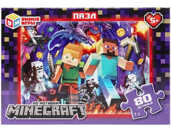 Пазл классический в коробке. 80 деталей, 'Minecraft', 383208