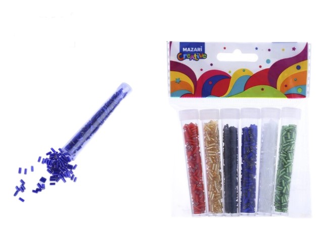 Набор бисера (стеклярус), 6 цветов x 7 г, 3 мм, пластиковая колба ; ОПП-упаковка, M-20032