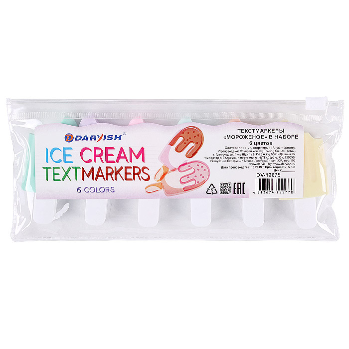 Текстмаркеры  Мороженное,  6 цв, DV-12675