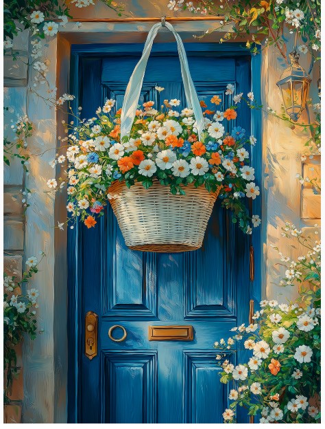 Холст с красками 30x40 см, Цветочная дверь, ХК-3273