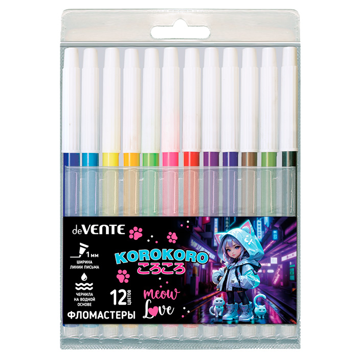 Фломастеры 'deVENTE. Korokoro' 12 цветов с невентилируемым колпачком, 5081520