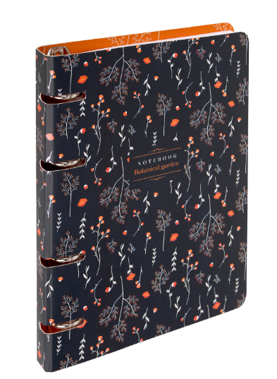 Тетрадь на кольцах А5 160х212 мм, 120 листов, картон, клетка, BRAUBERG, Flowers, 404729