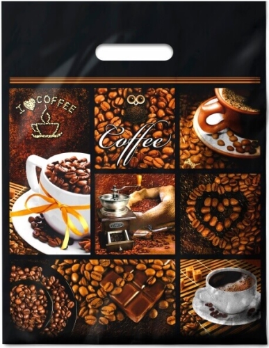 Пакет ПЭ с вырубной ручкой 31х40см (60) (Кофе) ламинированный, ВУР40734