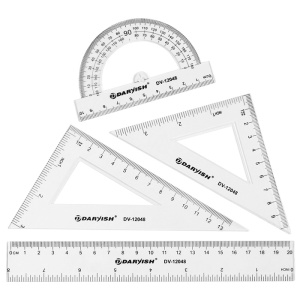 Набор геометр. "Darvish" 4 предмета (линейка 20 см+ транспортир+ 2 треугольника), DV-12048