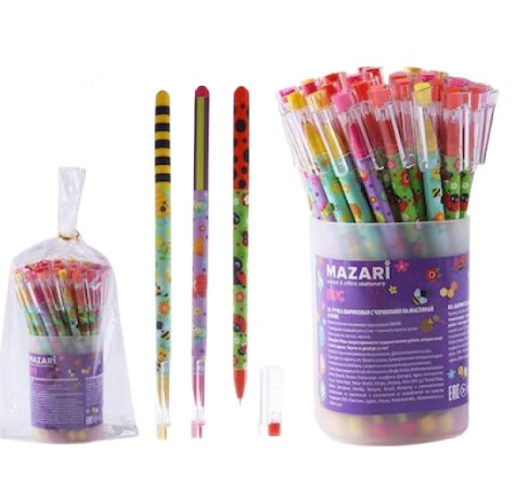 Ручка шариковая BUG, СИНЯЯ, чернила на масляной основе, пулевидный пиш. узел 0.7 мм, M-7688-70