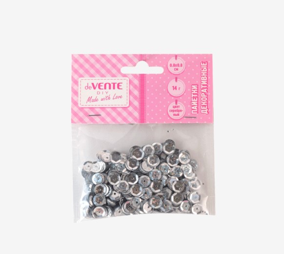 Пайетки декоративные "deVENTE. Metallic" 14 г, размер 8x8 мм, цвет серебряный, 8001917
