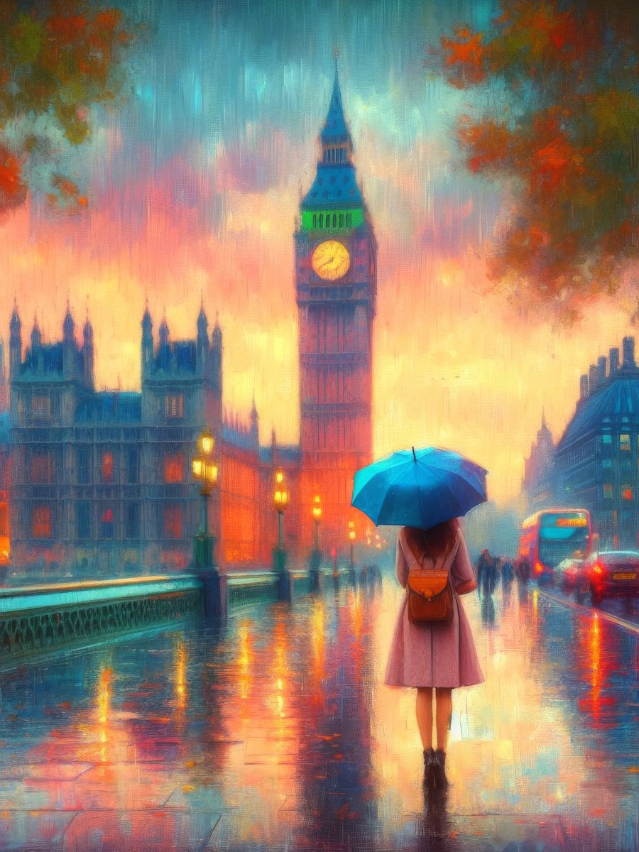 Алмазная мозайка (клас) 30х40 см, с подр, Вечер в Лондоне, НД-0866