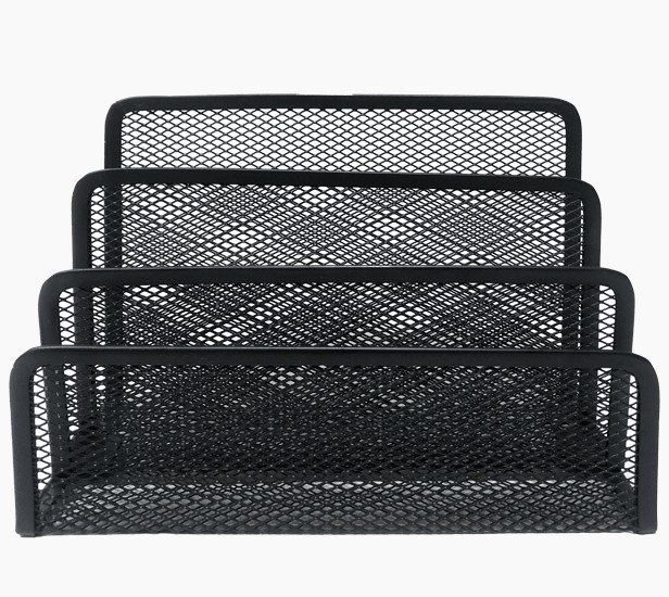 Подставка для бумаг и писем 'deVENTE' 17x8x13,5 см, сетчатая металлическая, черная, 3041006