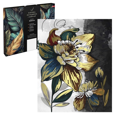 Картина по номерам с поталью на деревянном подрамнике, Волшебный цветок, 40х50 см, 67975