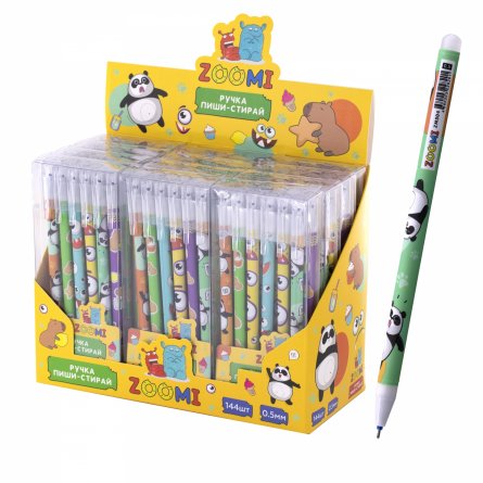 Ручка гелевая пиши-стирай Zoomi, 'Капибары', 0,5 мм, синяя, игольчатый наконечник, ZM504