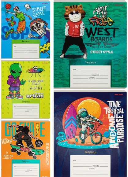 Тетради А5 12л., ЧАСТАЯ КОСАЯ ЛИНИЯ  цветная обложка, ассорти