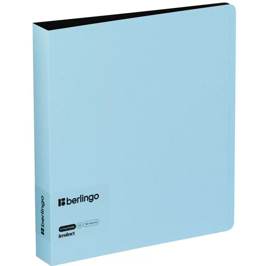 Папка на 4 кольцах ,'Berlingo.Instinct', А5 , 35 мм , 700 мкм , цвет аквамарин, RB4_A5510