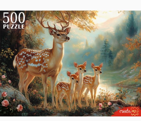 ПАЗЛЫ 500 элементов. ОЛЕНИ У ОЗЕРА, П500-7619