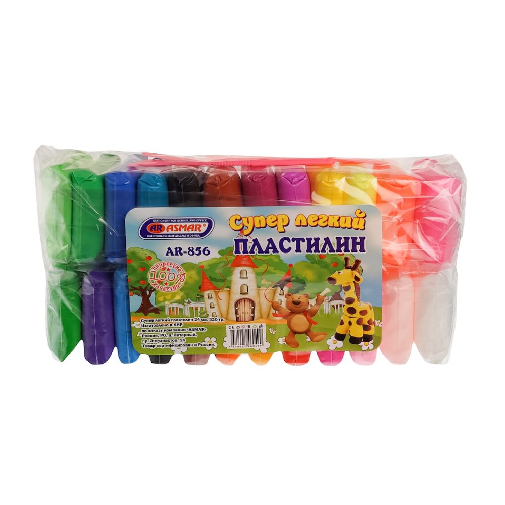 Супер легкий пластилин 24 цв. 320 гр. со стеком, AR-856