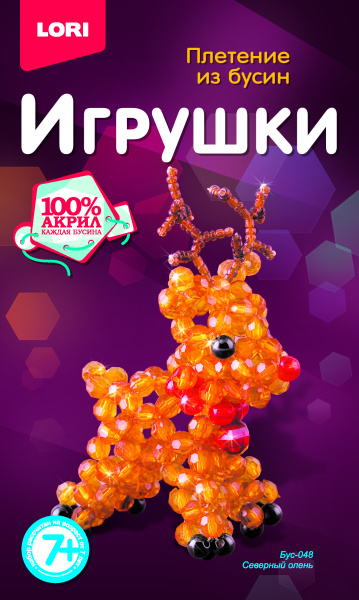 Игрушки, плетение из бусин 'Северный олень', 'LORI' БУС-048