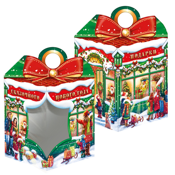 Подарочная упаковка с окном 'Магазин Подарков', 1500 гр , 160х160х200 (270) мм, 15010656