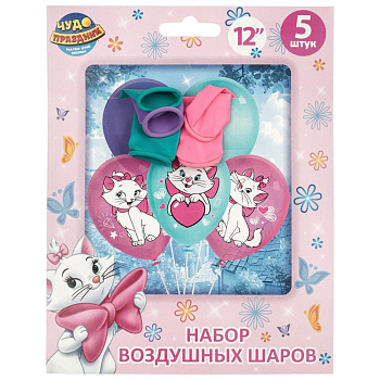 Латексные шары коты, 30см, набор 5 штук, цветные ЧУДО ПРАЗДНИК, LBC-135534-CM
