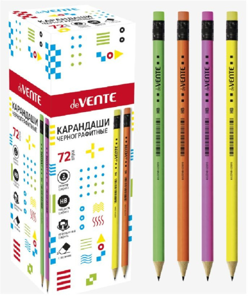 Карандаш чернографитный 'deVENTE. Neon' HB, диаметр грифеля 2 мм, неоновый, ассорти, 5032803