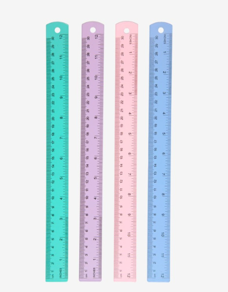 Линейка алюминиевая "deVENTE. Pastel" 30 см, с двусторонней шкалой, ассорти 4 цвета, 5091533