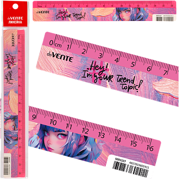 Линейка пластиковая 'deVENTE. Hey Girl' 16 см, с дизайном, 5091527